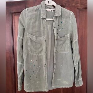 Sundry Distressed Button Up